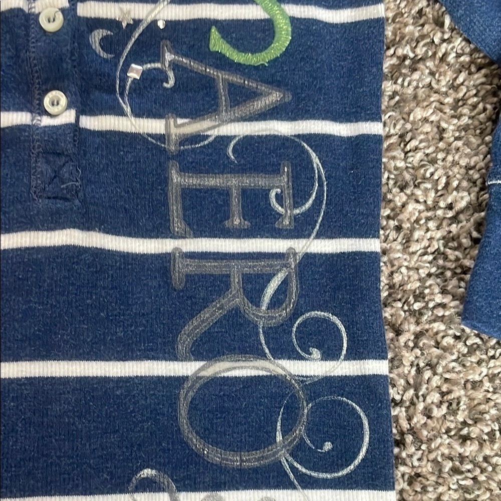 Aeropostale Navy and White Striped Long Sleeve Tee - Picture 3 of 10